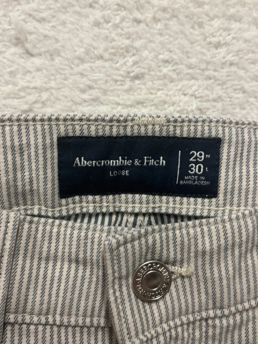 Abercrombie & Fitch Loose Carpenter Pants Mens 29x30 Striped Hickory Seersucker